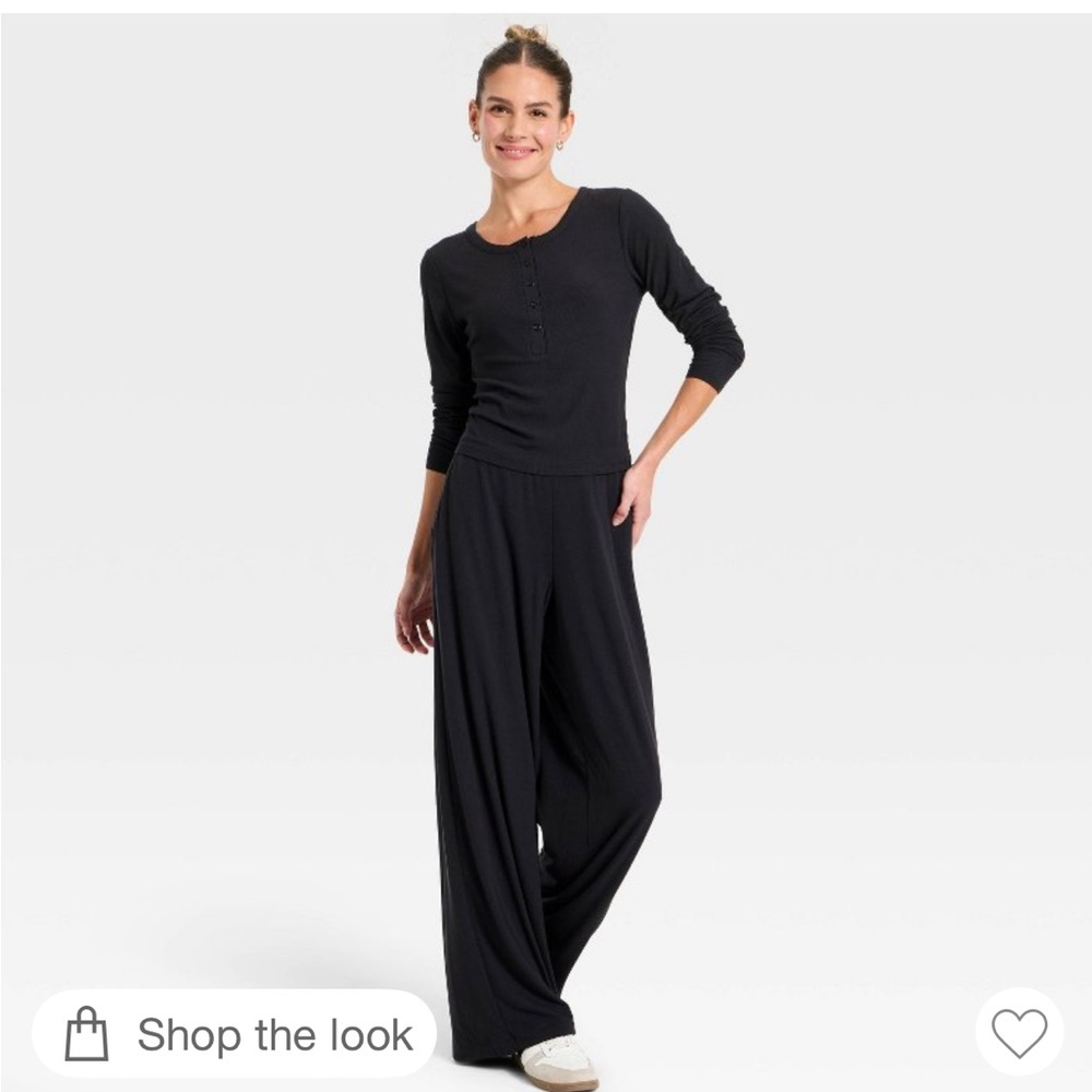 Women's All in Motion Rib-Knit High-Rise Wide Leg Pants size XS